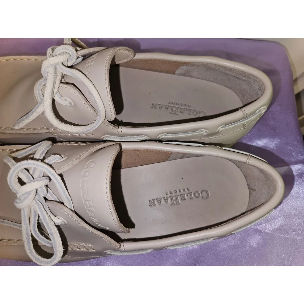 Cole Haan Resort‎ Mens 10.5 M Light Gray Leather Boat Shoes Loafers C00036